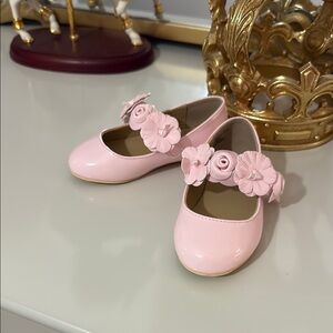 Janie and Jack Pink Dress Shoes with Floral Embellishments
